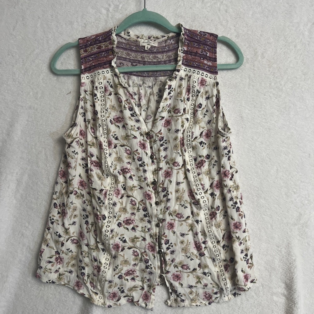 Mason & Belle Tank Womens Large White Lace Bohemian Cottagecore Sleeveless Flowy